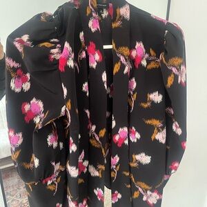 Who What Wear Black Dress with Pink and Orange Abstract Print